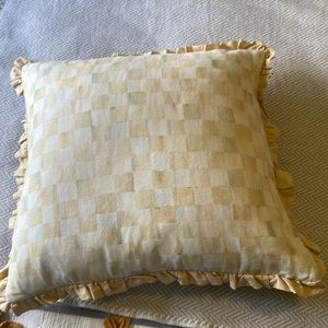 Mackenzie-Childs pillow courtly stripe & check reversible down & feather. New